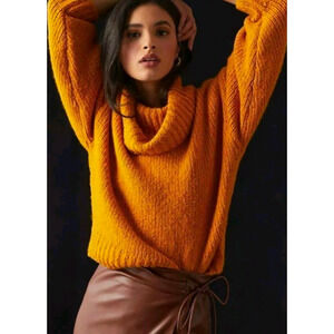 Pilcro Mustard Cozy Cowl Neck Sweater